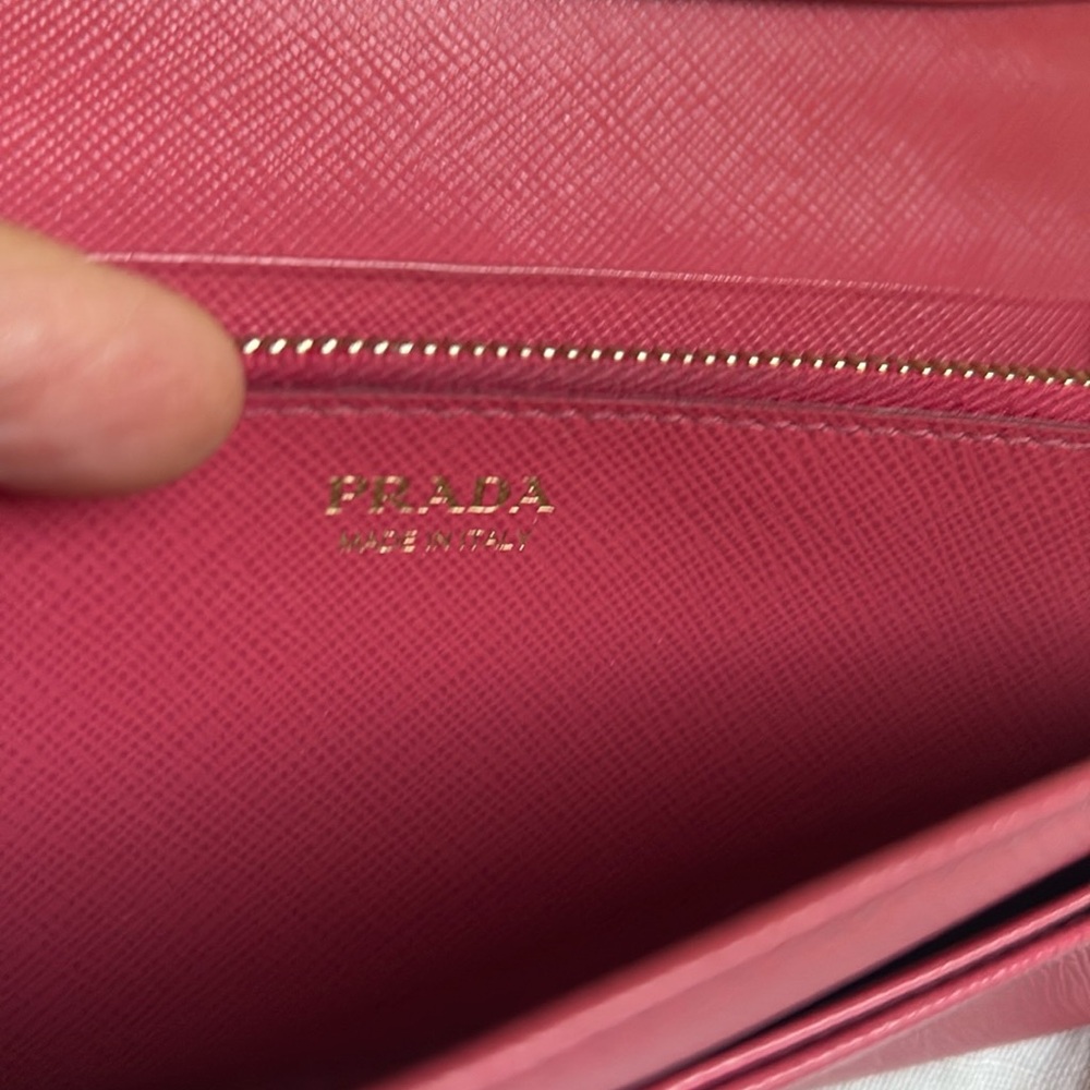Prada Continental Wallet Pink Saffiano Metal Leather - Picture 5 of 12